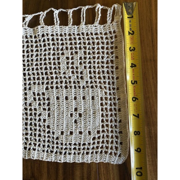 Handmade Crochet White Coffee Short Curtain Valance Panels 100% Cotton - Picture 5 of 6